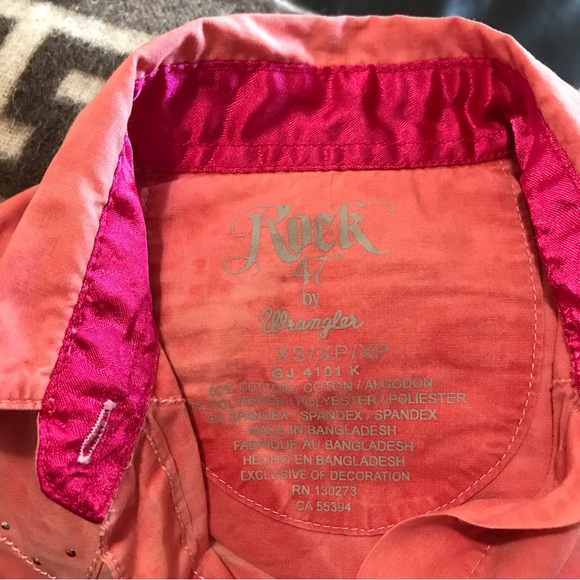 Rock 47 by Wrangler⚜️Girls Western Detail Tye Dye Button Snap Long Sleeved Shirt - Picture 8 of 8